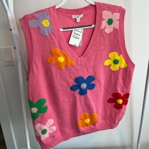 BNWT Nordstrom BP Sweater Vest 70s Floral Aesthetic